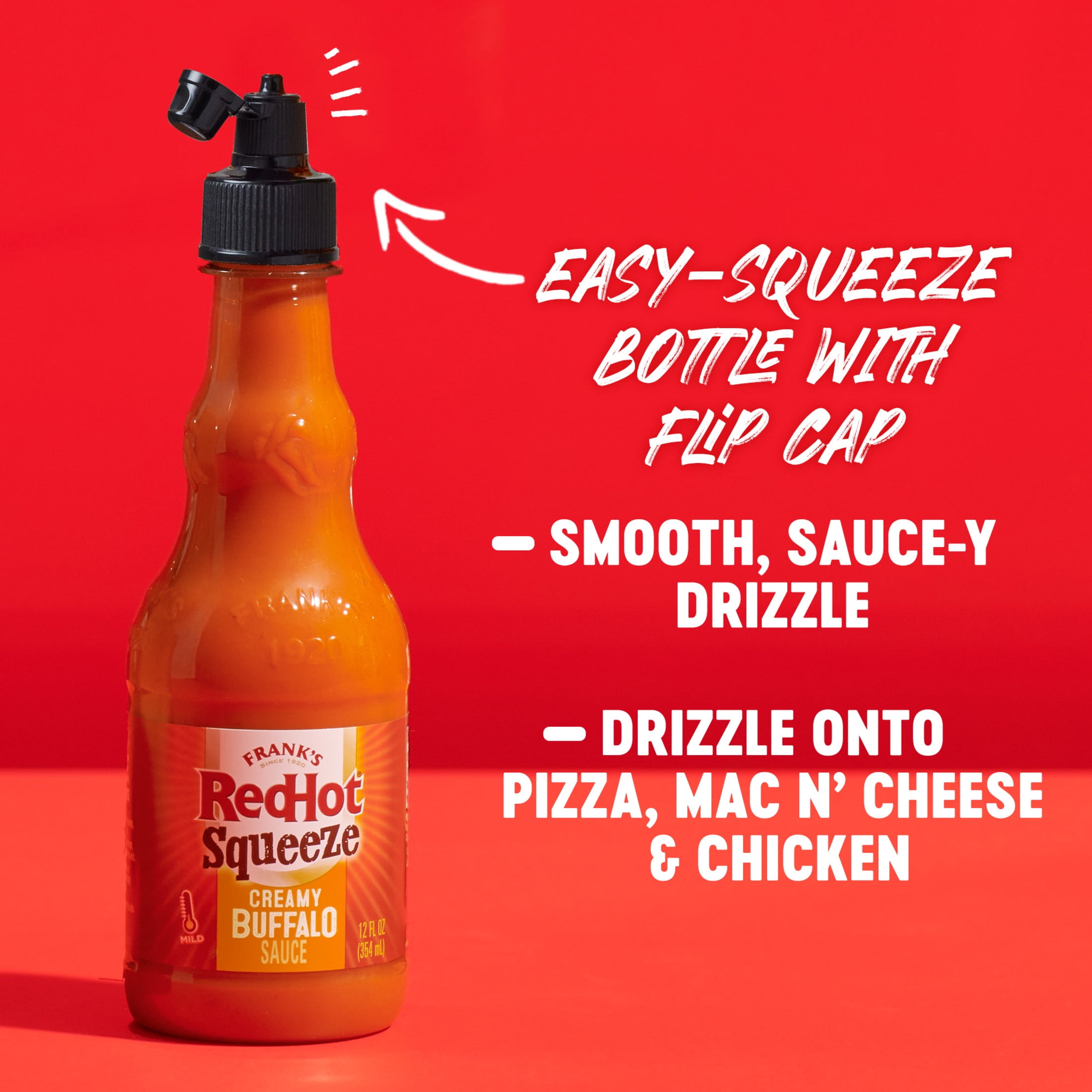 (3 pack) Frank's RedHot Creamy Buffalo Squeeze Hot Sauce, 12.0 fl oz