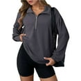 thumbnail image 2 of NMMUED Half Zip Pullover Women, Oversized Sweatshirt for Women, Pullover Sweatshirts for Women, Womens Sweatshirts No Hood, Athleisure Women, Dark Gray L, 2 of 8