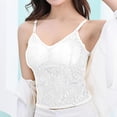 thumbnail image 5 of Tank Tops for Women qinhaie Women's Lace Camisole with Padded Bra, Adjustable Spaghetti Straps V Neck Crop Top, Soft Breathable Bra White Camisoles & Tanks, 5 of 7