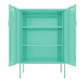 thumbnail image 3 of Knocbel 2-Door Free Standing Sideboard Metal Storage Locker Cabinet Steel Accent Cabinet with Adjustable Shelves for Home Office School Garage, 15.75"D x 31.5"W x 47.24"H Green, 3 of 8