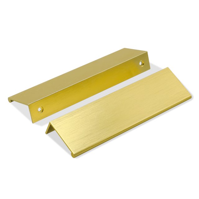Homdiy 10 Pack Finger Handles Hidden Brushed Brass Cupboard