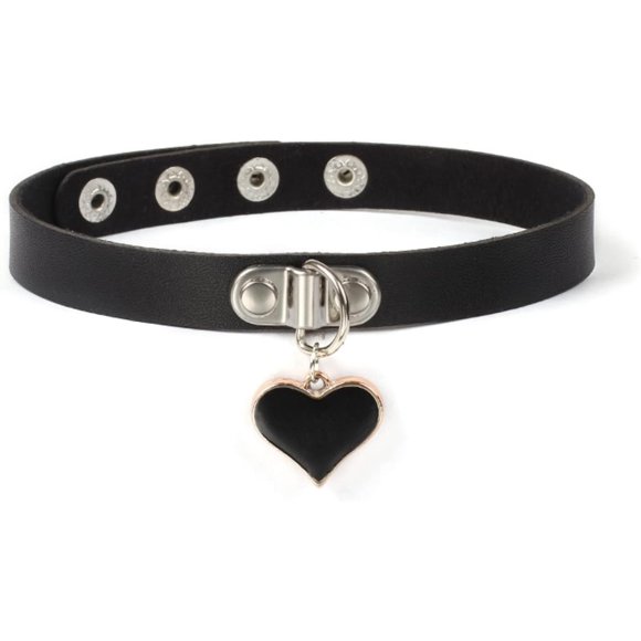 GFDYREE Choker Necklace for Women Classic Gothic 16-Inch Adjustable Women's Chokers With Heart Pendant Fashion Jewelry Black Leather Choker Necklace Christmas Birthday Gifts for Best Friend