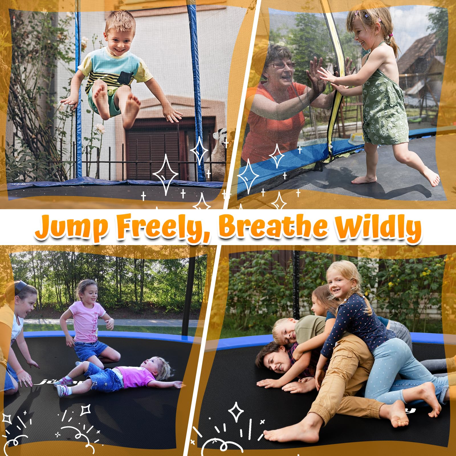 Jumpfly 2025 NEW Tranpoline 10FT Tranpoline Outdoor for Kids and Adults Recreational Tranpolines with Enclosured Net Basketball Hoop Blue trampoline