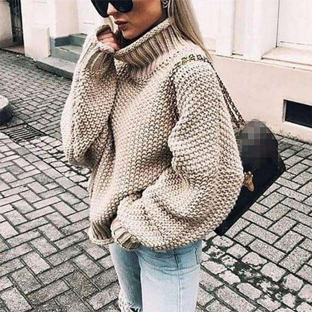 Women‘s Oversized Long Turtleneck Tunic Long Batwing Sleeve Pullover Knit Sweater