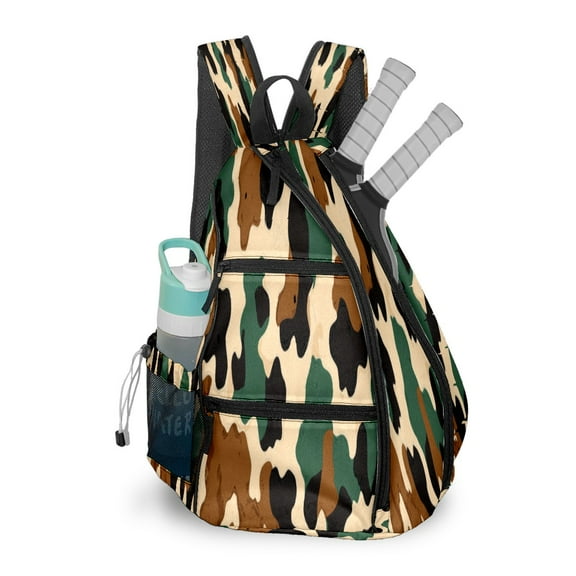 Pickleball Bags for Men Women Pickleball Backpack with Large Capacity Lightweight Adjustable Pickleball Sling Bag Hold Paddles, Balls, Accessories Camouflage Dog Pattern