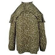 Women's Cold Shoulder Ruffle Top Blouse-I-L