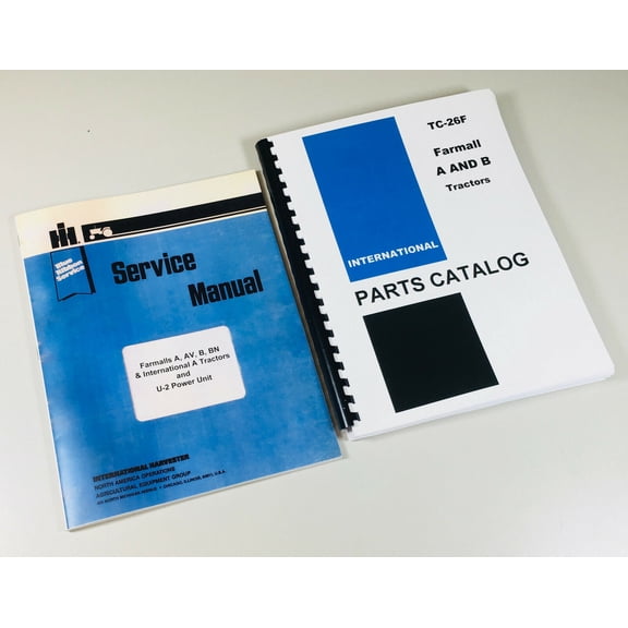 Farmall A Av B Tractor Service Repair Parts Manual Catalog Set International Ih