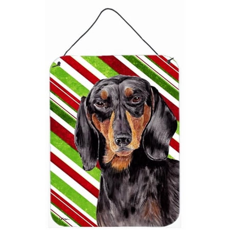 Dachshund Candy Cane Holiday Christmas Aluminium Metal Wall Or Door Hanging Prints