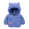 thumbnail image 3 of Winter Down Coats for Kids Baby Boys Girls Warm Puffer Padded Jacket Overcoat Zipper Ox Horn Hooded Infant Outerwear,1-6T, 3 of 11