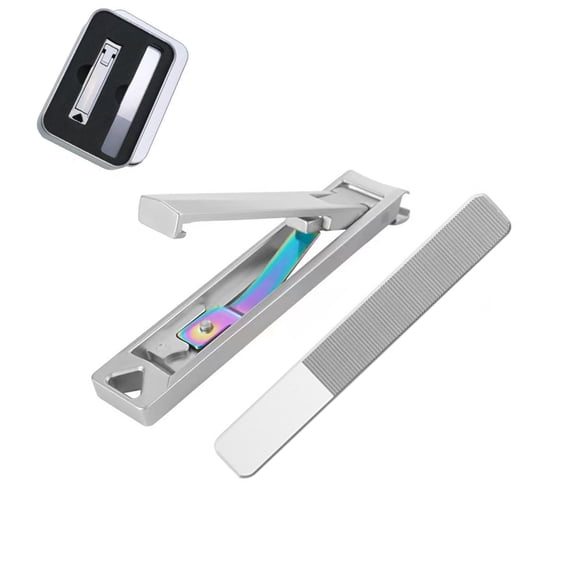 Ultra Thin Nail Clipper Set with Nail File, Stainless Steel Sharp Nail Cutter with Metal Case, Portable Travel Manicure Tool Kit for Fingernails & Toenails