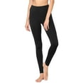 thumbnail image 2 of Made by Johnny Women's Peached Front Seamless Foldable Waist Leggings with Inner Pocket Full-Length Yoga Pants L BLACK, 2 of 6
