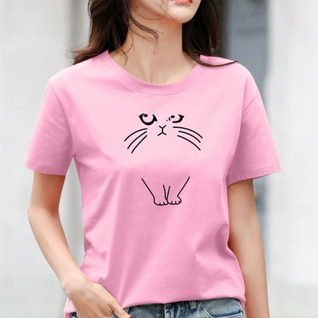 

Womens Top Casual Short Sleeve Crew Neck T Shirt Men Printed Scrub Tops