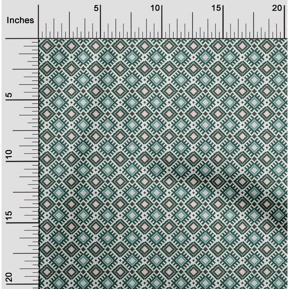 oneOone Cotton Flex Fabric Diamond Flame Stitch Print Sewing Fabric BTY 40 Inch Wide