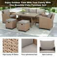 thumbnail image 3 of Harper & Bright Designs 6 Pieces Wicker Outdoor Patio Furniture Set with 3-Seater Sofa, 2 Armchairs, Coffee Table & Stools, All-Weather Rattan Conversation Lounge Set for Backyard Garden, Natural, 3 of 19