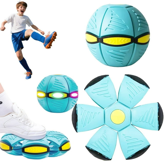 Glow in the Dark Bouncing Flying Saucer Toy, Unpredictable Bounce for Family Interactive Play, Soft Durable Kid-Safe Design for Evening Fun and Bonding (A)