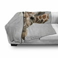 thumbnail image 3 of Animal Soft Flannel Fleece Throw Blanket, Safari Wildlife Creature Digital Giraffe Modern Triangles Image Artwork, Cozy Plush for Indoor and Outdoor Use, 50" x 70", Brown and Grey, by Ambesonne, 3 of 6