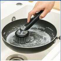 TAMO Soap Dispensing Replacement Dish Brush Storage Set with 2 PCS Brush Refills, Kitchen Brush for Pot Pan Sink Cleaning, Black