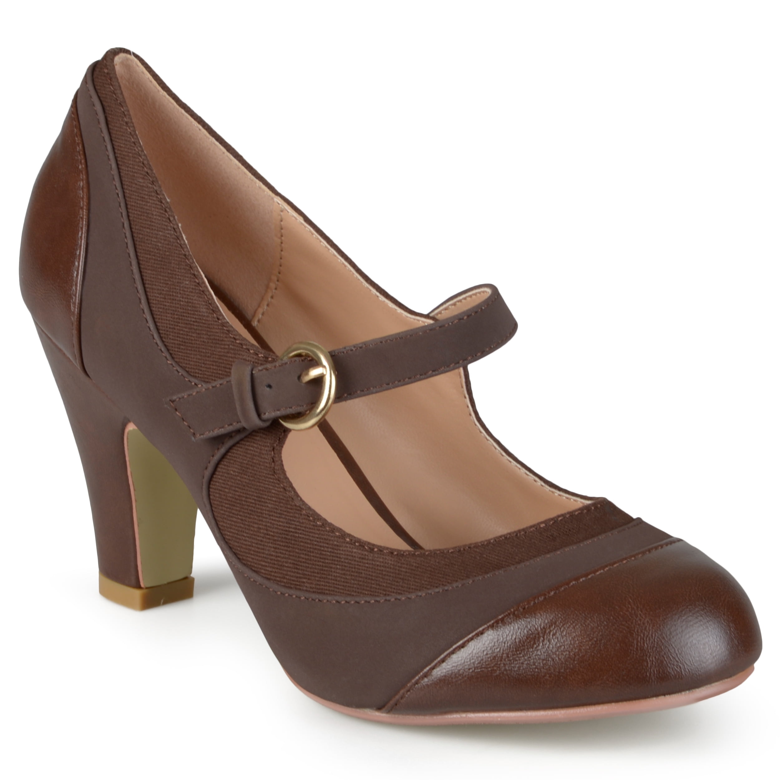JOURNEE COLLECTION Womens Brown Maroon Mary Jane Padded Adjustable Strap  Siri Round Toe Block Heel Buckle Pumps 8 M - Walmart.com