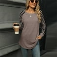 thumbnail image 3 of TKLPEHG Womens Tops Long Sleeve Crew Neck Raglan Sleeve Tunic Tops Loose Casual Fashion Classic Solid Color Lightweight Blouse (Coffee,S), 3 of 4