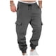 thumbnail image 2 of Ceisia Men Solid Color Fleece Multi Pocket Work Pants Loose Drawstring Gift Elastic Cuff Trousers, 2 of 9