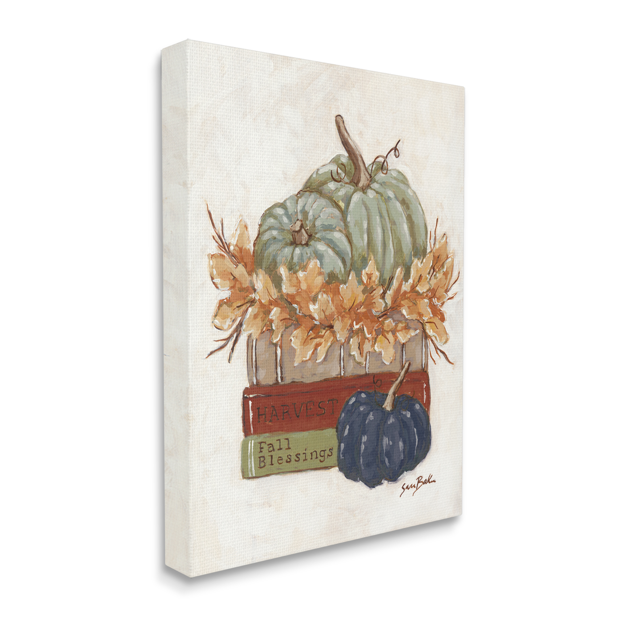 Stupell Industries Fall Blessings Pumpkins Botanical & Floral Painting Gallery Wrapped Canvas Print Wall Art, 30 x 40