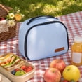 thumbnail image 3 of Lunch Bag, Plain Color Zippered Handheld Insulated Thermal Cooler D Style Bento Box for Work Office Picnic Travel Outdoor Lightweight Durable Food Container 5.91x9.84x7.48in Blue, 3 of 5