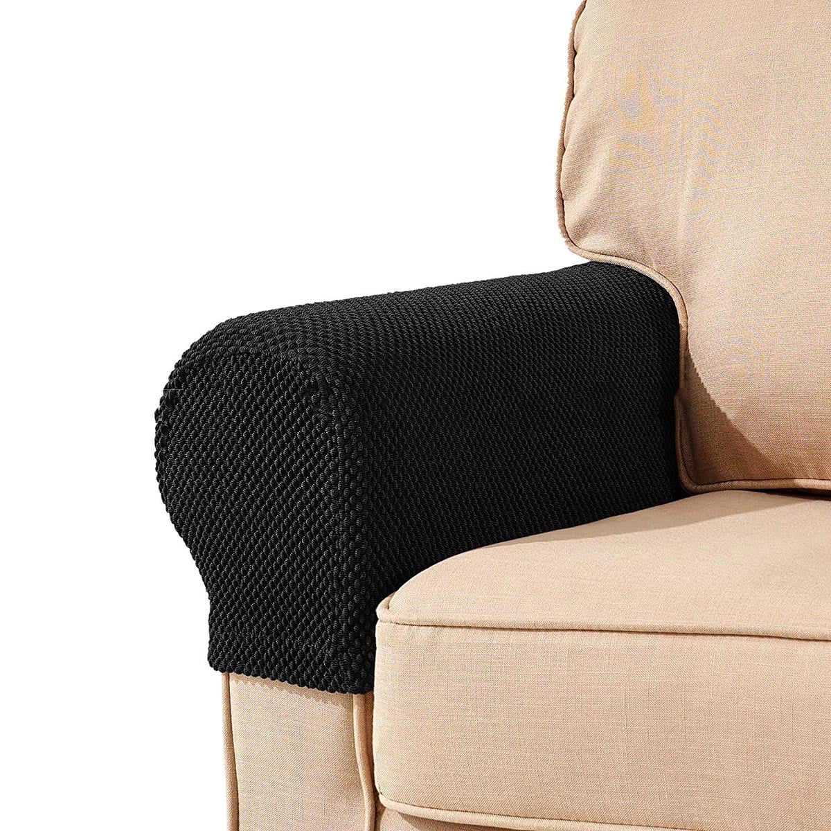 2pcs Sofa Armrest Cover Couch Arm Covers Spandex Stretch Jacquard Armchair Arm Rest Covers Set Non Slip Grey, Fabric