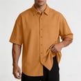 thumbnail image 4 of DeHolifer Mens Shirts Plus Size Button Down Solid Color Short Sleeve Casual Summer Shirts Orange 2XL, 4 of 7
