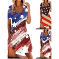 thumbnail image 3 of DYMADE Womens Summer Short Sleeve Dress Independence Day American Flag A Line Tunic Dresses, 3 of 4
