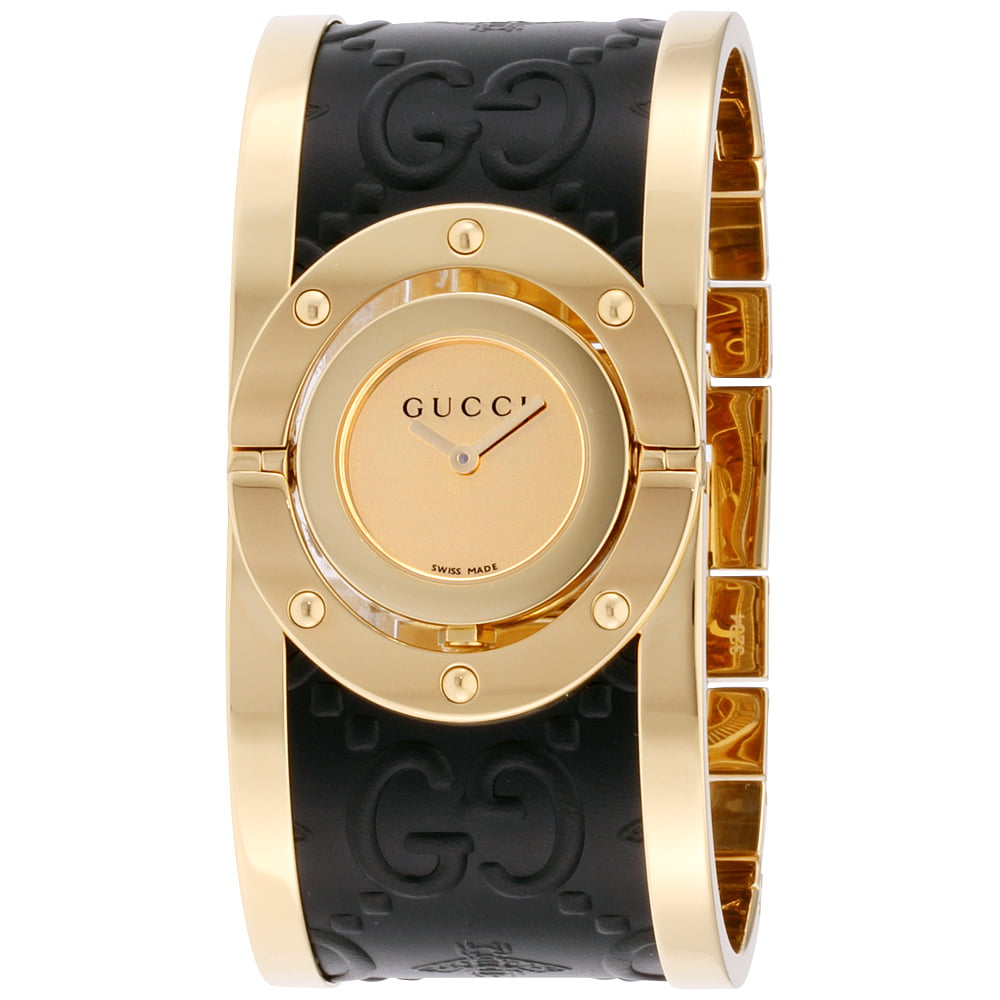 Gucci - Gucci Twirl Gold Dial Ladies Two Tone Bangle Watch YA112444