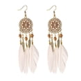 thumbnail image 4 of Black Feather Earrings Boho Beaded Earrings Women's Drop Tassel Earrings--2pcs--pink--Product code 83875 2pcs pink, 4 of 5