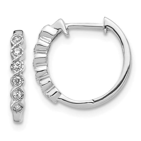 Auriga Fine Jewelry 10K White Gold Diamond Hinged Hoop Earrings for Women