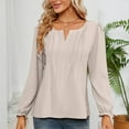 thumbnail image 6 of qolati Womens Tops Dressy Casual Ruffled Long Sleeve Shirts Trendy V Neck Ruched Front Tunic Blouses Spring Clothes, 6 of 7