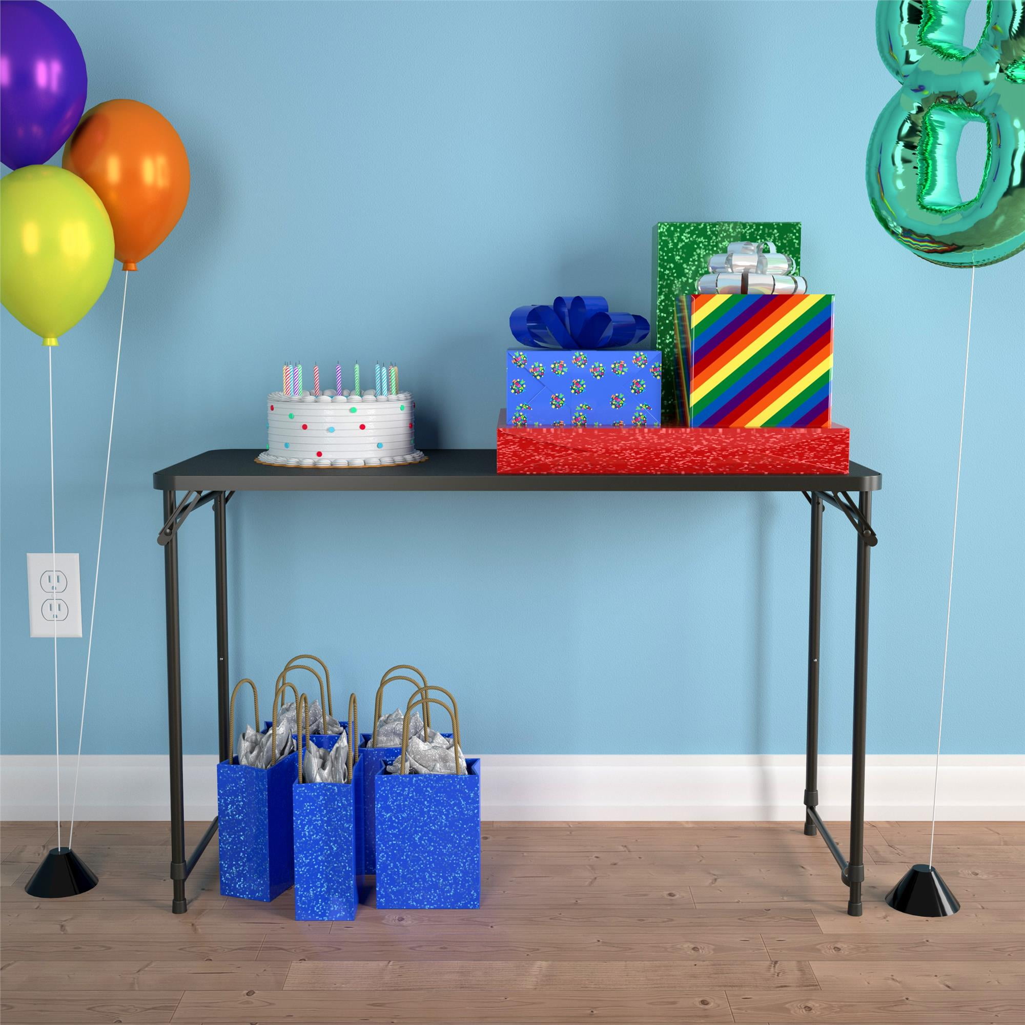 20" x 48" Adjustable Height PVC Top Table, Black