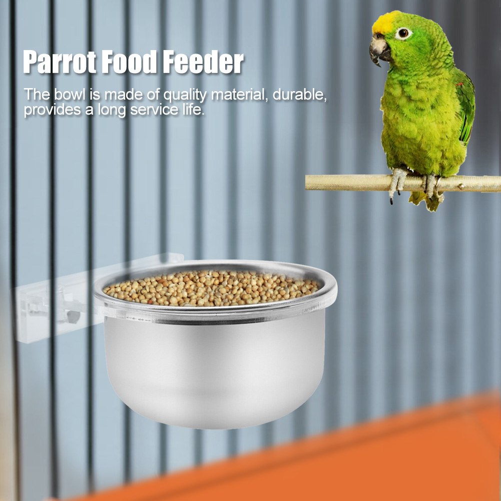 Spptty Bird Cage Food Water Feeder Bowl + Rack Parrot Parakeet Cage