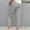 thumbnail image 4 of Azrian Pants for Women 2023, Womens Plus Size Pants Casual Solid Cotton Linen Drawstring Elastic Waist Calf-Length Pencil Pant Clearance, 4 of 6