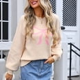 thumbnail image 2 of Levmjia Womens Sweater Bow Print Acrylic Knitted Crew Neck Long Sleeve Casual Loose Fit Lightweight Comfortable Fall Winter Office Daily Wear, 2 of 9