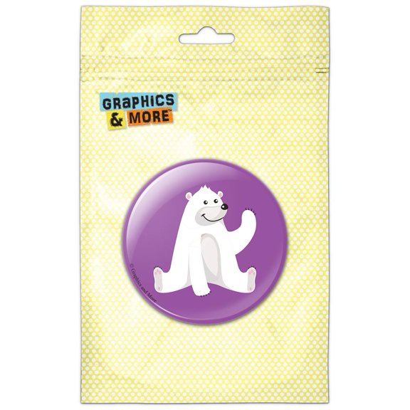 White Polar Bear Cartoon on Purple Refrigerator Button Magnet
