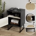 thumbnail image 7 of Boho Night Stand, Small Rattan Side Table, Wood Functional Nightstand with Drawer and Charger, 7 of 7
