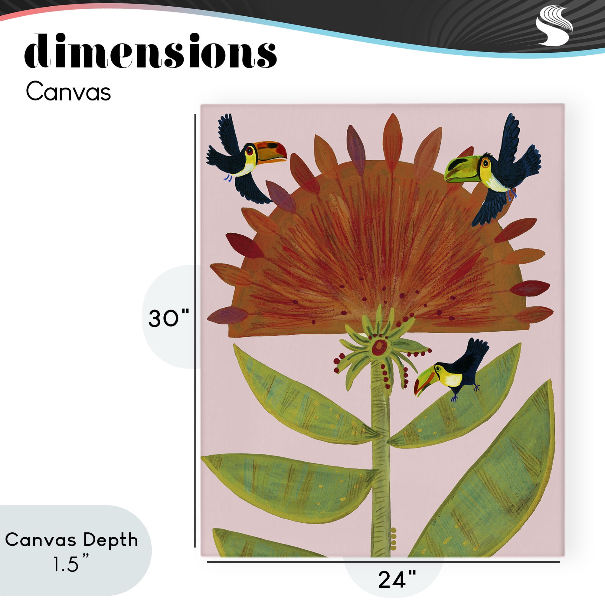 Stupell Industries Tropical Plant & Toucans Canvas Wall Art, design by Kay Widdowson