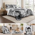thumbnail image 6 of Quilts Twin Size Bedding Set, Grey Architecture Lightweight Quilted Comforter, Abstract City Vintage Eiffel Tower Soft Reversible Bedspread Coverlet with Pillow Covers for All Season, 68" x 86", 6 of 9