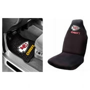 NFL Kansas City Chiefs 2 pc Front Floor Mats & Car Seat Cover Bundle