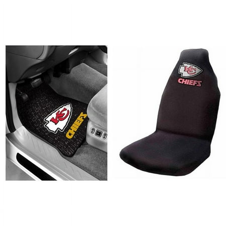 NFL Kansas City Chiefs 2 pc Front Floor Mats & Car Seat Cover Bundle