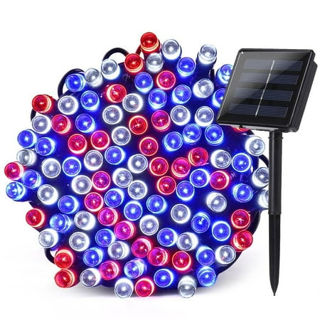 Qedertek Solar Lights 72ft 200 Led 8 Modes Patriotic Qedertek Solar Lights 72ft 200 Led 8 Modes Patriotic String Red White