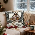 thumbnail image 4 of FastXmas 17.7x7.7" Christmas Style Pillow Covers Decoration,Santa Cottage Printing Pattern Pillow Case Ornament,Throw Pillow Cover for Sofa Couch, Indoor Outdoor Winter Xmas Holiday Party, 4 of 6