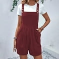 thumbnail image 3 of REALiKUN Summer Rompers for Women Dressy Casual Wide Leg Short Jumpsuits with Pockets Button Down Loose Overall Shorts, 3 of 6