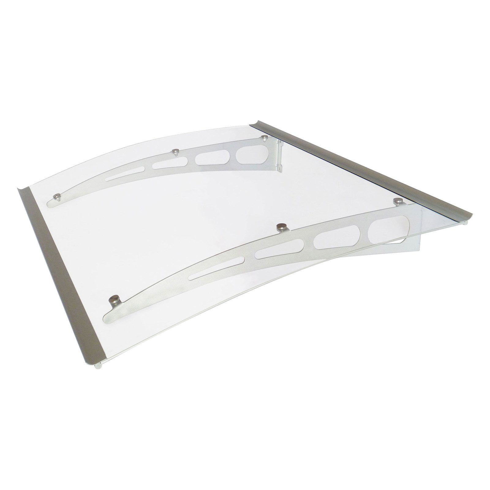 ADVANING 59"x35" Solid Polycarbonate Door Awning - PA Series, Clear Panel with Silver Brackets
