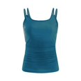 thumbnail image 5 of QURATI Swimwear Womens Bikini Swimsuits Two Piece Bathing Suit Double Straps Solid Color Swim Tank Tops Swimwear S 2XL Blue M, 5 of 6