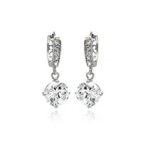 925 Sterling Silver 2Ct Designer Hoop Drop/Dangle Earrings with Diamonds