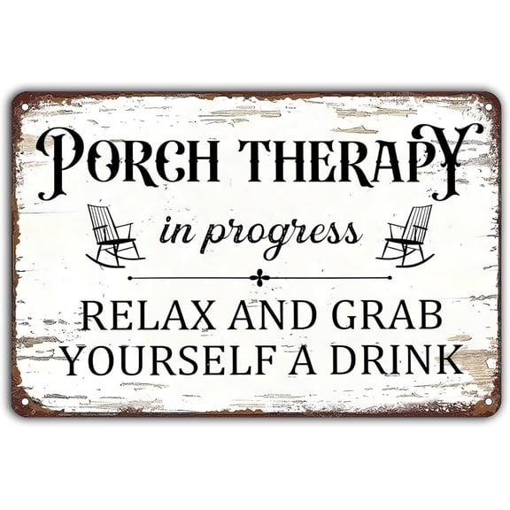 Porch Therapy in Progress Creative Tin Sign Front Door Decor Welcome Porch Vintage Metal Signs For Home Office Bathroom Bar Club Cafe Men Cave 8x12 Inch